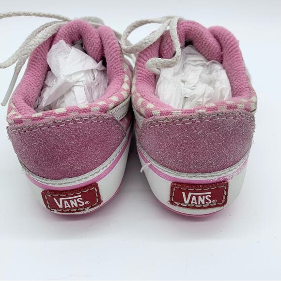 Vans Infant Old Skool Crib Trainers Checkered Pink/White Size 4 Casual Sneakers - Picture 8 of 11
